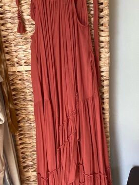 Anthropologie Rust Terracotta Tiered Maxi Dress